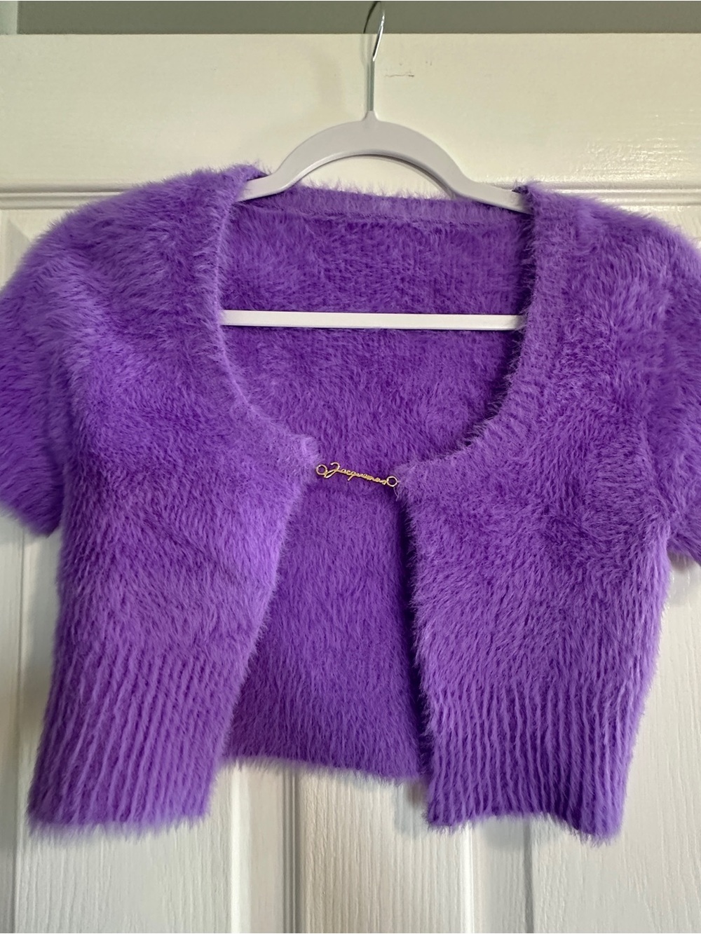Jacquemus Vibrant Purple Fuzzy Short-Sleeve Cardigan